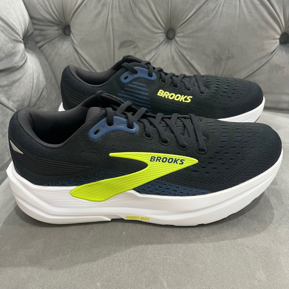Brooks Ghost Max 3 Running Shoes Mens 12 Black/Navy/Acid Lime Athletic  Sneakers